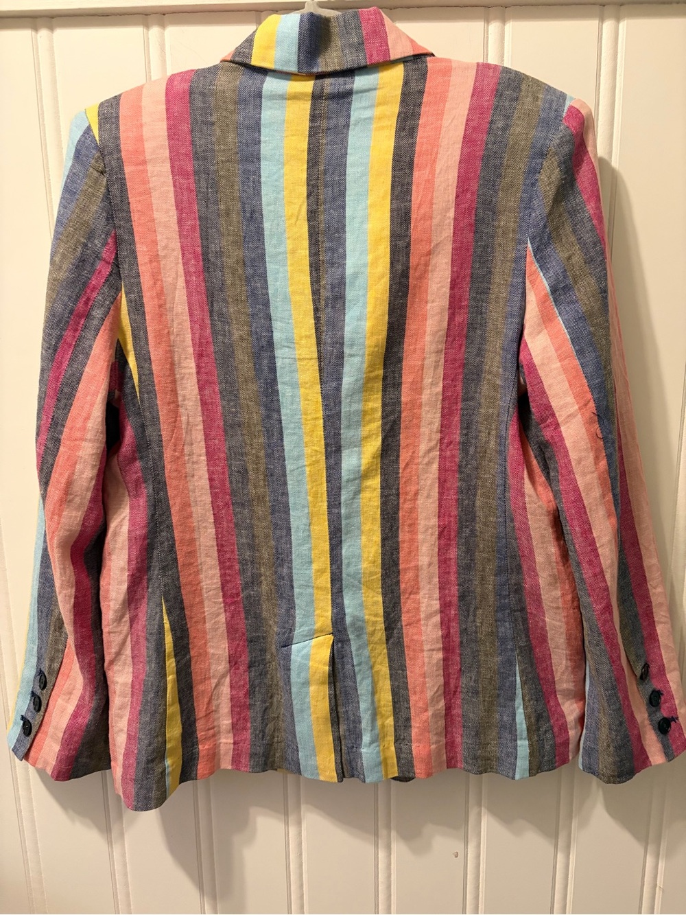 Current Air Los Angeles NWT Colorful Striped Linen Blend Blazer Jacket L - Picture 8 of 11